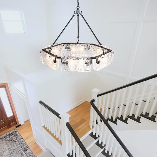 26.5" Black Glass Chandeliers for Dining Room