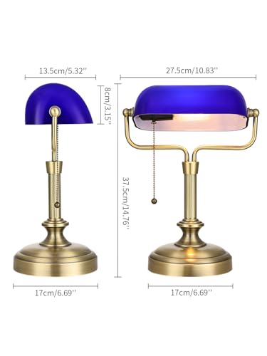 Traditional Banker's Desk Lamp with Glass Shade