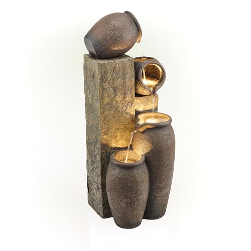 GIL140 43" Tall Indoor Outdoor Pottery Fountain with Replaceable LED Lights