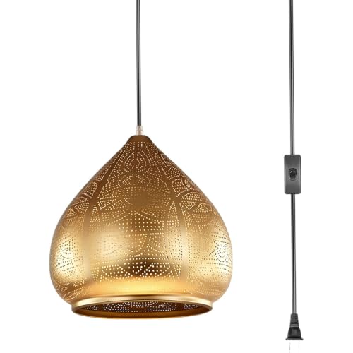 Retro Hanging Pendant Light Plug in Cord Moroccan Hanging Lamp
