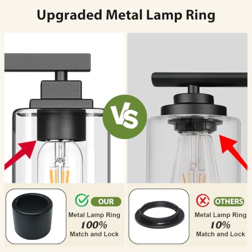 Matte Black Bathroom Light Fixtures (Black-Clear Shade / 5-Light)