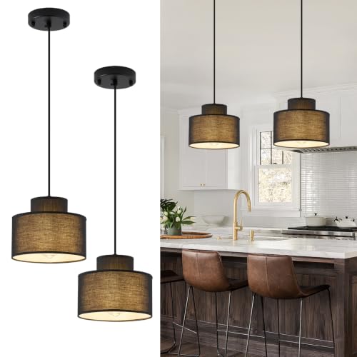 2 Pack Modern Black Pendant Lights Kitchen Island