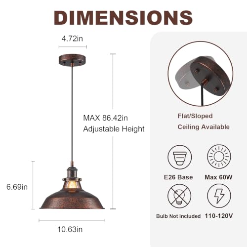 2PCS Industrial Barn Pendant Light
