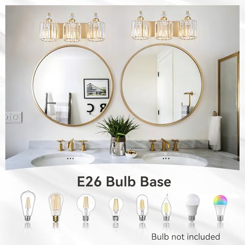 3 Light Modern Gold Bathroom Vanity Lights Brushed Brass Lighting Fixtures Over Mirror