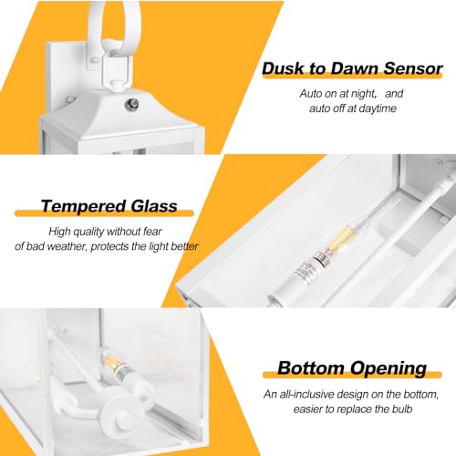 19" White Dusk to Dawn Outdoor Wall Lantern 2