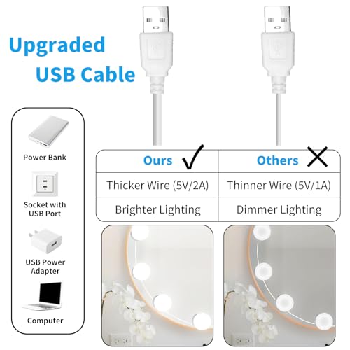 LED Vanity Mirror Lights with 12 Stick On Dimmable Bulbs