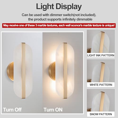 Natural Alabaster Wall Sconces Set of Two Marble Wall Sconces Hardwired