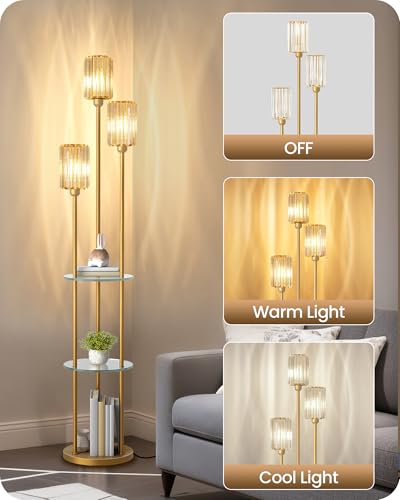 Gold Floor Lamp with Shelves