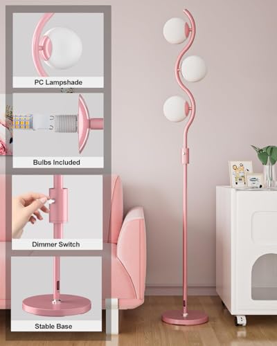 60IN Dimmable Pink Floor Lamp (3 Count)