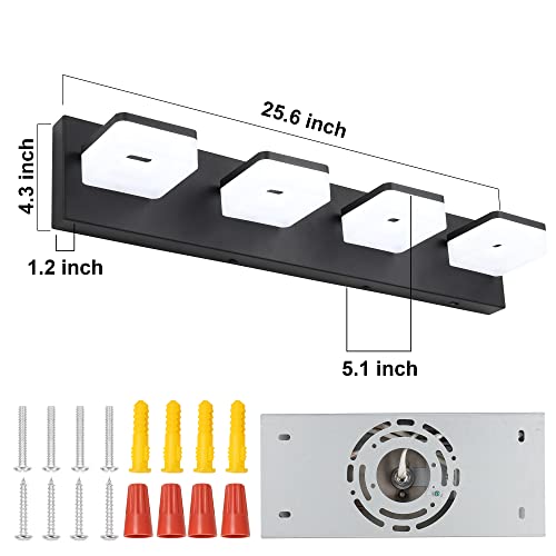3 Colors Dimmable Black Vanity Lights for Bathroom (4 Count)