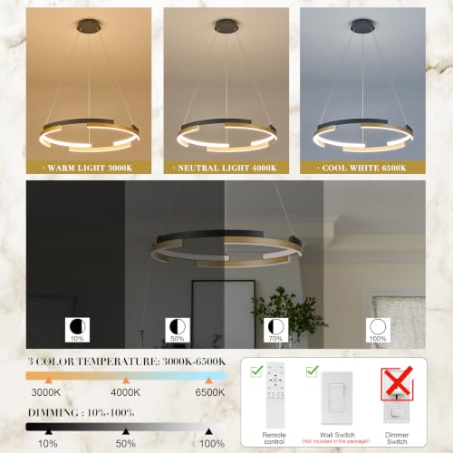 Modern Black and Gold Ring Chandeliers