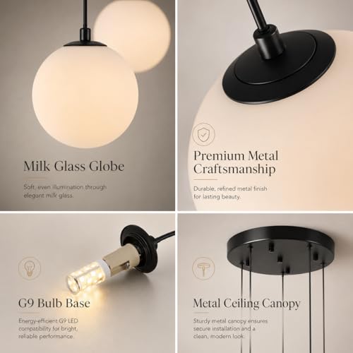 Black Globe High Ceiling Chandelier (Black / 9-Light)