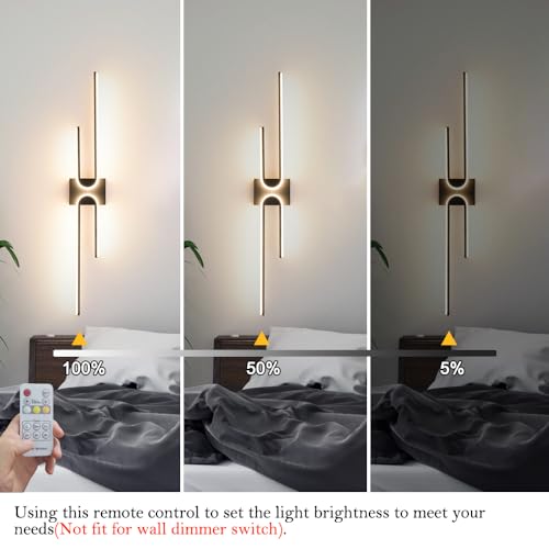Vanity Light for Bathroom Lighting Over Mirror Black Dimmable 3CCT Vanity Lighting Fixture Modern Bath Vanity Bar 39in Led Bathroom Wall Sconce Lighting for Bedroom Living Room with Remote Control