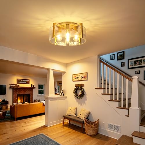Gold 4 Light Semi Flush Mount Ceiling Light