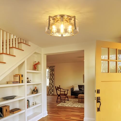 Modern Brushed Nickel Semi Flush Mount Ceiling Light