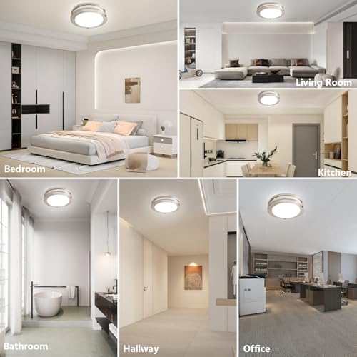 10inch LED Flush Mount Ceiling Light Fixture Dimmable Brushed Nickel (4 Count)