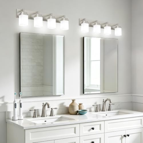Brushed Nickel Bathroom Light Fixtures (Nickel / 4-Light)