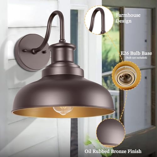 Outdoor Barn Light Outdoor Wall Sconce Farmhouse Exterior Wall Mount Light Vintage Wall Lighting Fixture Industrial Bronze Lantern for Porch