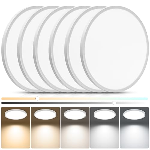 6 Pack 12in Ultra Thin Flush Mount Ceiling Light (6 Count)