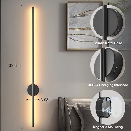 Battery Operated Modern Wall Sconce Set of Two