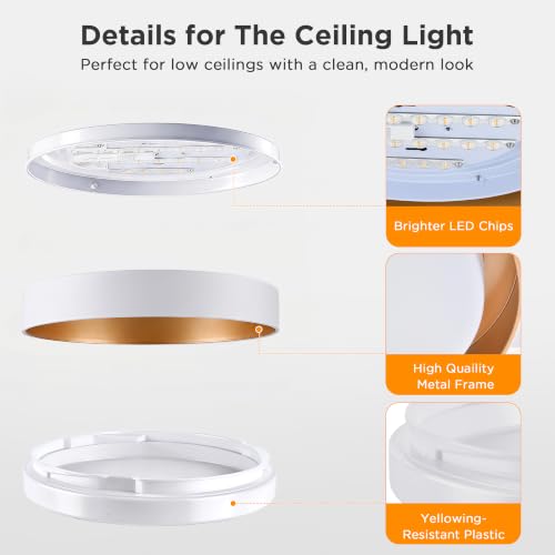 Flush Mount Ceiling Light (Matte White)