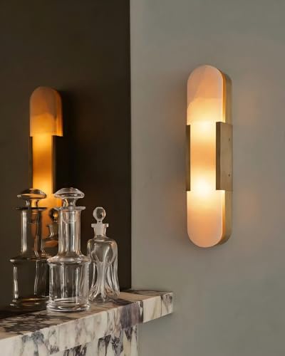 Modern Alabaster Wall Sconce Set of 2