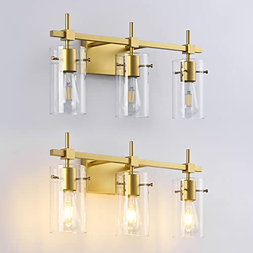 Gold 3 Lights Bathroom Light Fixtures for Mirror Vanity Lights Bathroom Vanity Light Wall Sconce