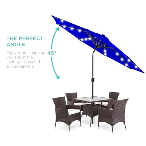 10ft Solar Polyester LED Lighted Patio Umbrella w