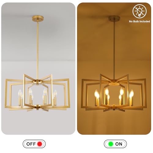 8 Light Modern Farmhouse Gold Geometric Chandelier