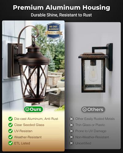 Dusk to Dawn Outdoor Light Fixture (Oil Rubbed Bronze (Gold Trim) / D2D 1-Pack)
