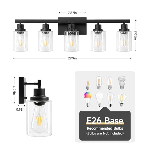 5 Light Black Bathroom Vanity Light