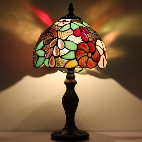 Small Tiffany Table Lamp 15" Stained Glass Lamp Purple Grapes Style