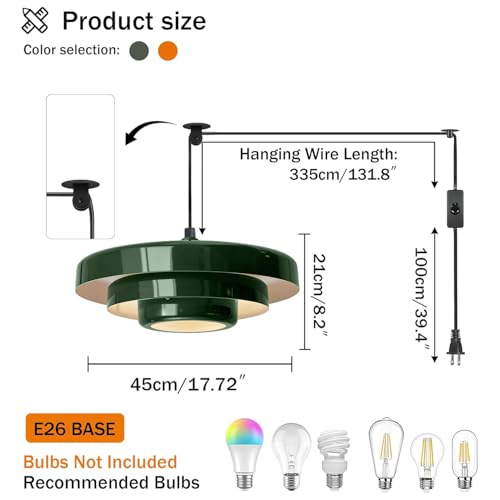 Plug in Green Pendant Light