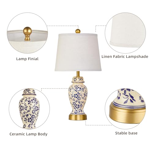 Chinoiserie Ceramic Table Lamps Set of 2 for Bedroom Bedside (2 Count)