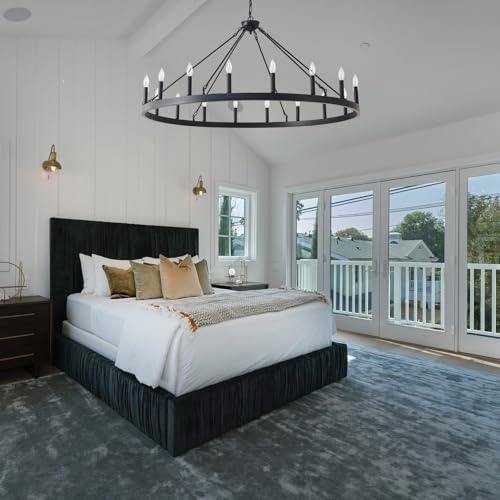 53 Inch Large Black Wagon Wheel Chandelier 18