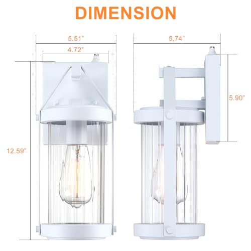 2 Pack Dusk to Dawn Sensor White Outdoor Wall Sconce Lightings (2 Count)