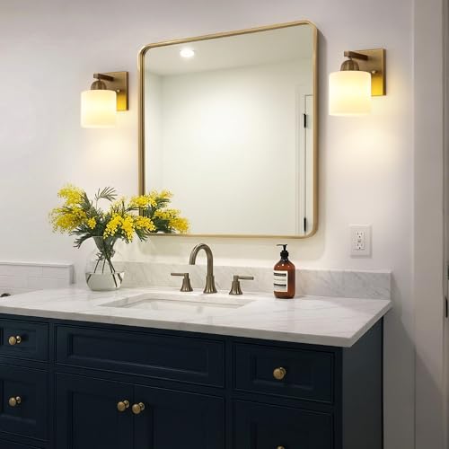 Brass Milk Glass Wall Sconces