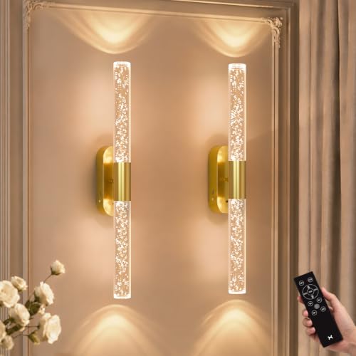 Crystal Battery Operated Wall Sconces Set of 2 for Home Space (2 Count)