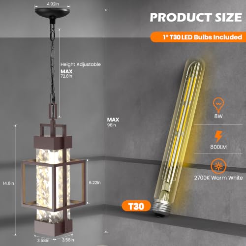 15'' Oil Rubbed Bronze Outdoor Indoor Pendant Celing Light Fixture