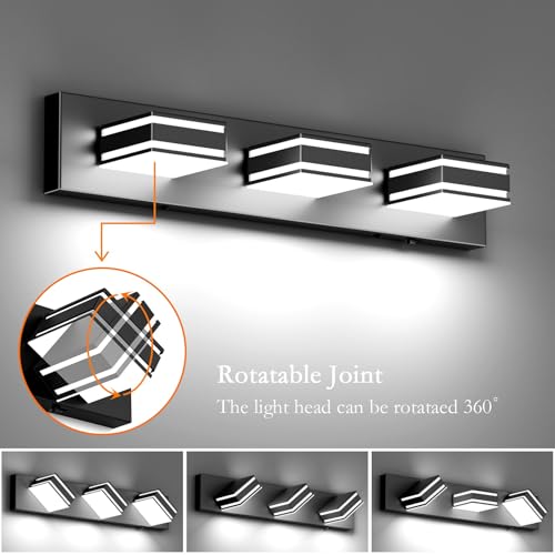 24inch Black Bathroom Vanity Lights with 5 Color Temperatures
