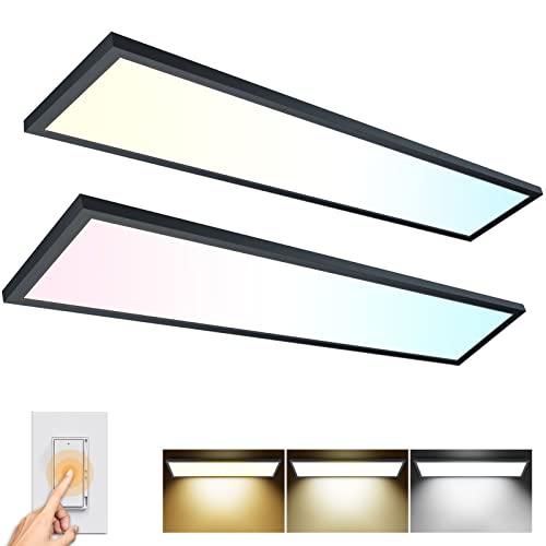 2 Pack 1x4 LED Flat Panel Light Surface Mount Black (2 Count)