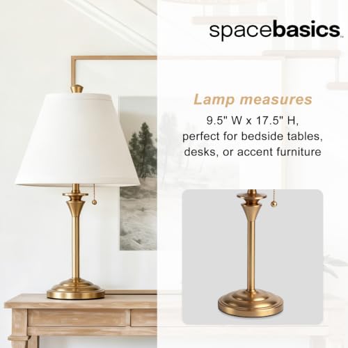Metal Table Lamp for Bedroom (White Shade & Golden Base)