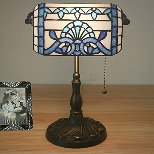 Tiffany Style Bankers Table Lamp Stained Glass Piano Desk Lamp Vintage Bedroom Bedside Lamp for Study