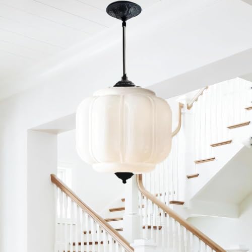 Mid Century Kitchen Island Pendant Lighting with White Flower Glass