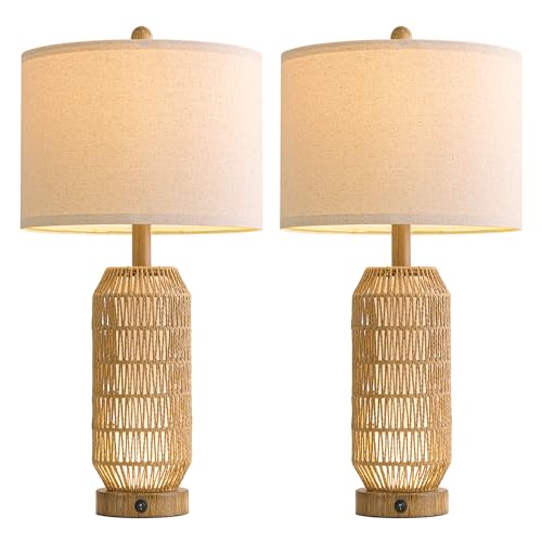25" Table Lamps Set of 2 with Night Light (2 Count)