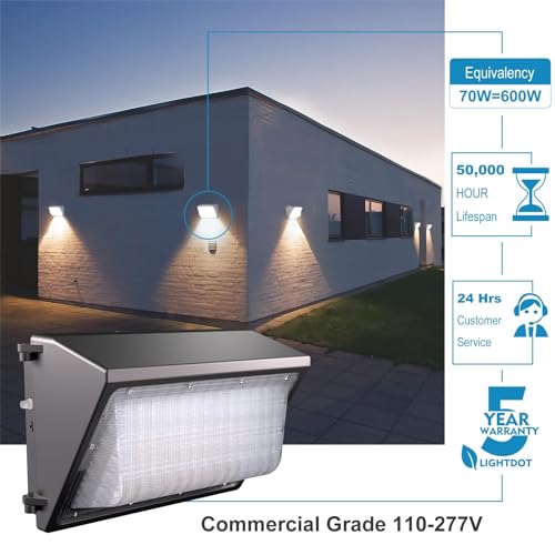 8 Pack 70W LED Wall Pack Lights (8 Count)