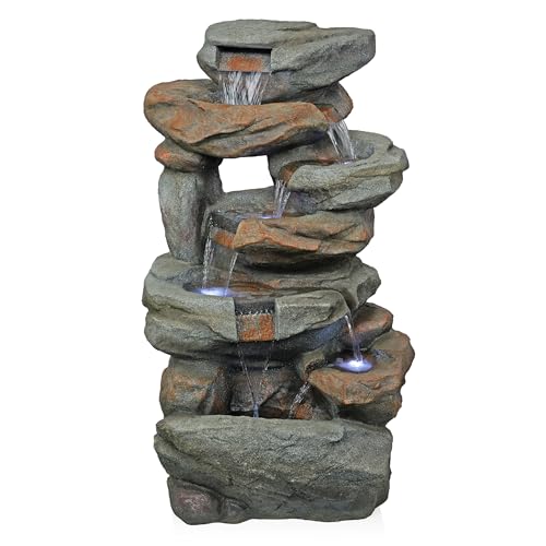 WIN1484S Cascading Natural Stone Fountain with LED Lights