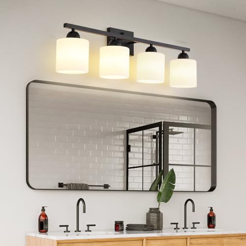 Milk Glass Vanity Lights for Bathroom
