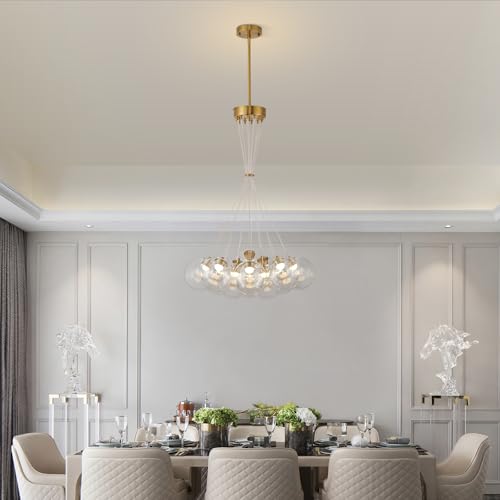 Modern Sputnik Chandeliers 13 Lights Clear Bubble Glass Chandelier Lighting