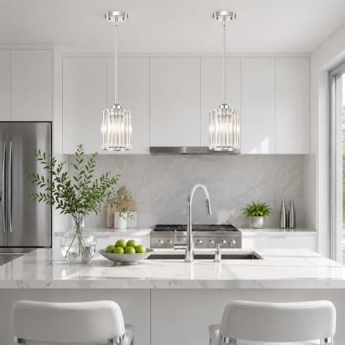 Luxury Chrome Pendant Lights Kitchen Island 2 Pack (2 Count)